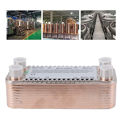 20 Plate Homemade Wort Cooler, NPT1/2 Counterflow, Easy to Use Stainless Steel Heat Exchanger for Beer Wort