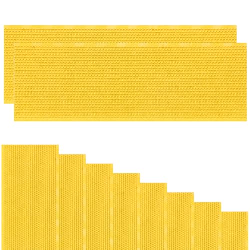 10PCS Food-Grade Plastic Bee Frame Medium Foundation Sheets, Natural Beeswax Coated Bee Hive Foundation for Medium Super Frames (Yellow) - color: Yellow, size: 10PCS