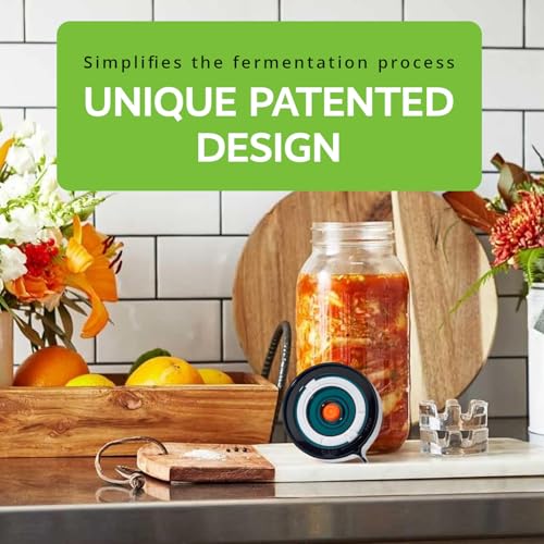 Fermentation Lids Starter Set, Includes 3 Airlock Fermentation Lids and 3 Glass Weights, Sauerkraut Fermenting Kit for Wide Mouth Mason Jar, Pickles, Vegetables, & Kimchi Making Kit - color: Blue