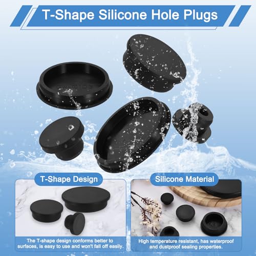 uxcell Silicone Hole Plug, Waterproof Round Rubber Stoppers Bottle Seal Plugs Tube Pipe End Caps for 47mm/1.85" Hole for Bathtub Bottle, Black - size: 47mm/1.85"