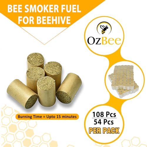 OZBEE Smoker Fuel Pellets | Natural Beekeeping Smoker Pellets Premium Eco-Friendly Bee Hive Smoker Fuel for Beekeeping Supplies | 108 Pcs - 54 Pcs Per Pack