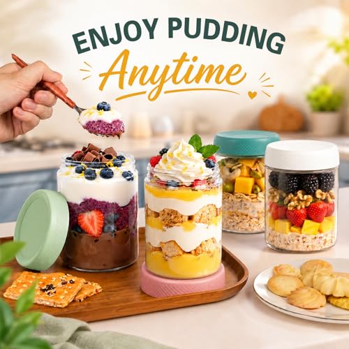 6 Pack Overnight Oats Containers with Lids, 16oz Wide Mouth Mason Jars, Glass Food Containers with Airtight Lids for Storage, Yogurt Bowls, Overnight Oats Jars for Meal Prep, Chia Pudding - color: Garden Blush
