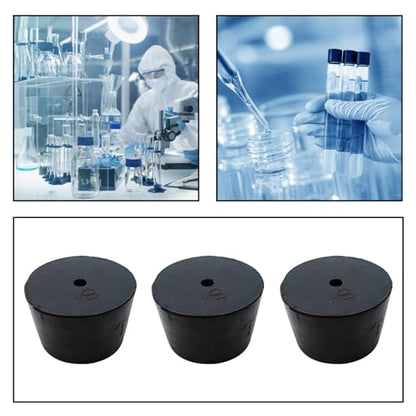 6Pcs Solid Rubber Stopper Bungs with Hole 33mm to 41mm Solid Test Tubes Bungs Stopper for Flask, Plug Holes and Test Tube(Black) - size: 33mm to 41mm
