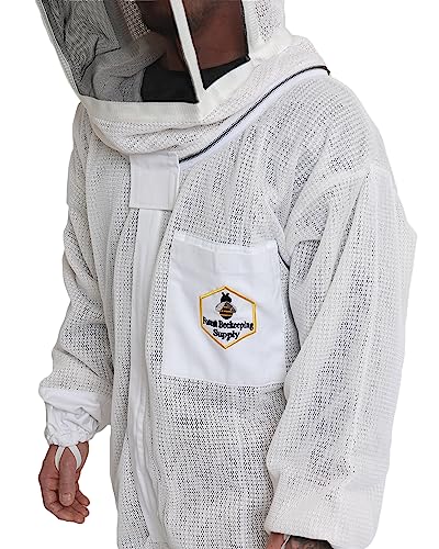 3-Layer Ventilated Bee Suit, Beekeeper Suit Kit with Detachable Fencing Veil and Bee Gloves (Large) - size: Large