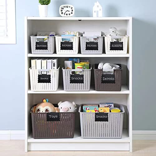 20 Reusable Basket Labels with Clip-On Design, Perfect for Kitchen and Closet Organization, Includes 2 White Chalk Markers - style: Flower 20