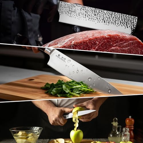 imarku 3 Pieces Knife set, Japanese HC Stainless Steel Kitchen Knife Set, Professional Chef Knife Set With Ergonomic Pakkawood Handle, Ultra Sharp Knives Set for Kitchen & Home Cooking, Gifts Box - color: Red-brown