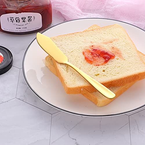 Baikai Stainless Steel 18/10 Cheese Desert Knives, Set of 4, Gold Breakfast Butter Knife, Slicer Sandwich Spreader - color: Gold cheese knives