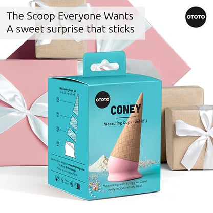 OTOTO Coney Ice Cream Measuring Cups Set – Detachable Plastic Measuring Cup Set for Baking & Cooking, Cute Measuring Cups for Liquid, Cute Baking Supplies, Kitchen Gadgets, Baking Gifts - style: Coney