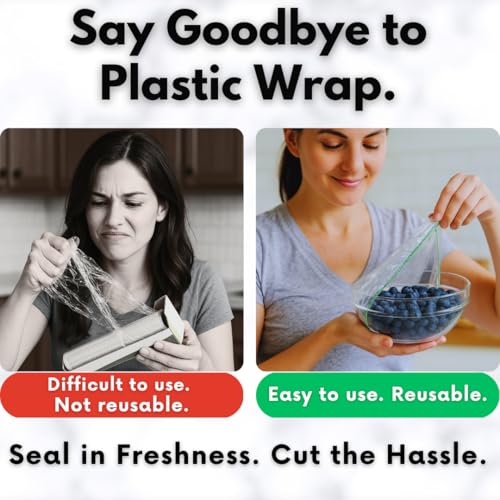 20 Bowl Covers - Reusable Plastic Food Covers with Elastic, Ideal for Bread Proofing and Storage - size: 20 Pack, Large