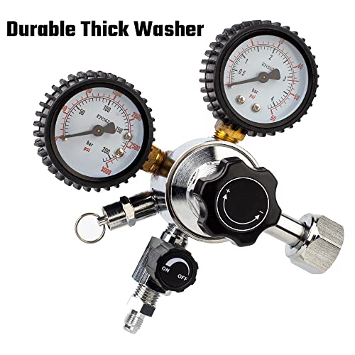 Gancowise CGA-320 Keg Regulator, Dual Gauge CO2 Pressure Regulator with 2 Swivel Nut 1/4’’ & 5/16’’ Barb, 0-60 PSI Working Pressure & 0-3000 PSI Tank Pressure