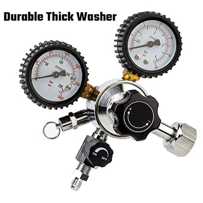 Gancowise CGA-320 Keg Regulator, Dual Gauge CO2 Pressure Regulator with 2 Swivel Nut 1/4’’ & 5/16’’ Barb, 0-60 PSI Working Pressure & 0-3000 PSI Tank Pressure