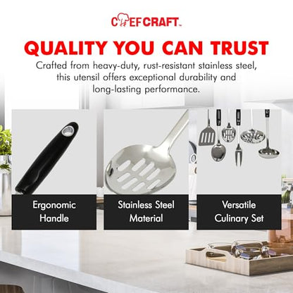 Chef Craft Select Slotted Spoon, 12 inch, Stainless Steel - size: 12 inch, style: Slotted Spoon