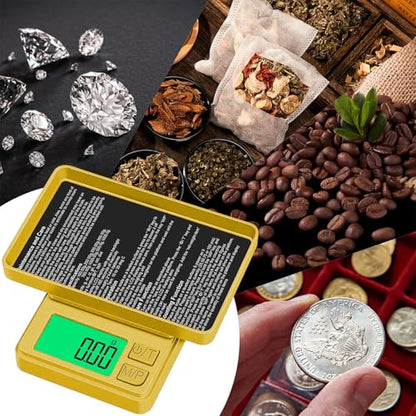 1000g x 0.01g Precision Gram Scale, Diyife Pocket Scale with Protective Cover, 7 Units, Backlit LCD, Tare Function, Digital Jewelry Scale for Gold, Gem, Battery Included, Gold | 7 Units, Protective Cover, Tare Function, Digital Jewelry Scale for Gold, Gem