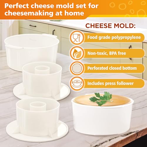 Cheese Mold – Cheese Making Kit 2 pcs – Cheesemaking Supplies – Cheese Set for Press – Paneer Maker – Great for Semi-Soft and Semi-Hard Cheeses