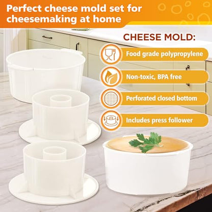 Cheese Mold – Cheese Making Kit 2 pcs – Cheesemaking Supplies – Cheese Set for Press – Paneer Maker – Great for Semi-Soft and Semi-Hard Cheeses