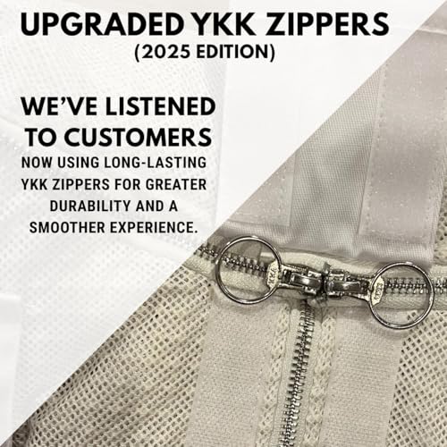 Beekeeping Jacket with Veil 3-Layer Ultra Ventilated Veil Fencing YKK Zippers Full Protection Suit Carrying Bag (BP-301-Golden)-3XL - color: Golden Fencing Veil, size: 3XL