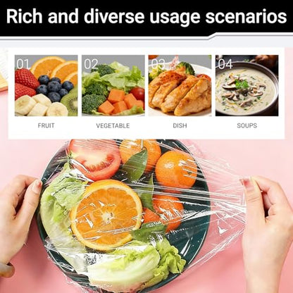 Elastic Stretchable Food Covers Reusable Kitchen - 1 Pack (100PCS) Blocks Odors for Bowls, Fridge & Microwave, Food Freshness Accessory