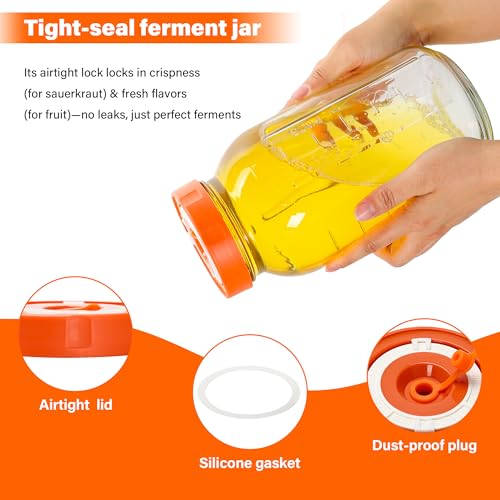 64oz/1.9L Fermentation Jar 2 Pack with 6 Set of Lids and Airlocks