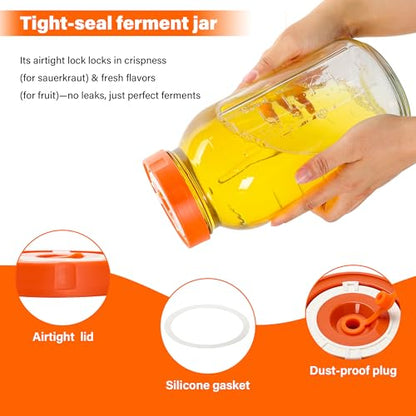 64oz/1.9L Fermentation Jar 2 Pack with 6 Set of Lids and Airlocks