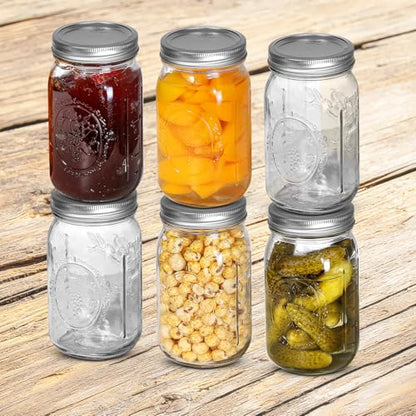 Ball Wide Mouth Mason Jars 32 oz. (6 Pack) - Quart Size Jars with Airtight Lids and Bands for Canning, Fermenting, Pickling, Meal Prep or DIY Decors and Projects Bundled with Peaknip Jar Opener