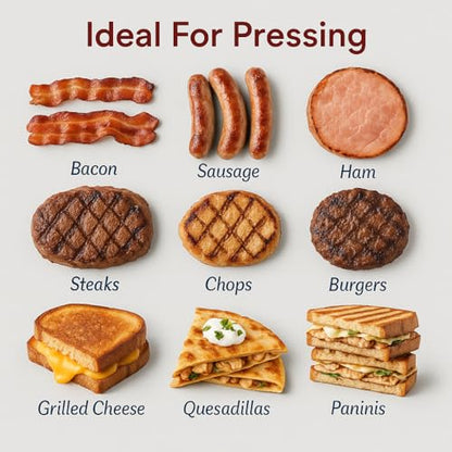 HIC Kitchen Bacon Press, Heavyweight Cast Iron, Rectangular With Wood Handle, For Stovetop Grill And Griddle - size: 6.75 x 4 x 3.25 inches, style: Rectangle