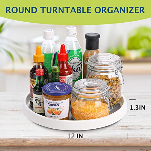 Lazy Susan 턴테이블, 4개 세트, 30.5cm(12인치) 미끄럼 방지 Lazy Susan 정리함, 캐비닛, 식료품 저장실 정리, 주방 보관, 욕실 싱크 캐비닛, 냉장고, 조리대, 향신료 랙(4팩 30.5cm(12인치)) - size: Grey 12 In 4 Pack