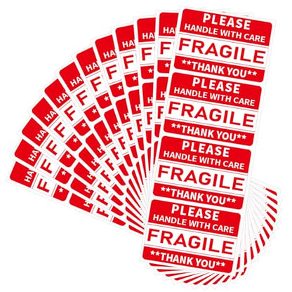 320 Pcs Fragile Stickers, 3 x 2 Inch Handle with Care Shipping Moving Glass Permanent Adhesive Commercial Grade Fragile Labels (Fragile) - color: Red, size: 320 PCS