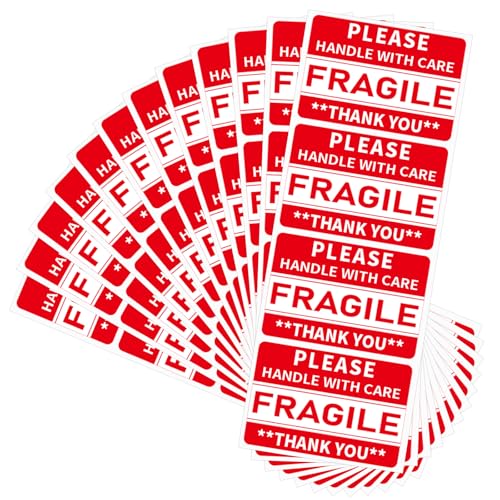 320 Pcs Fragile Stickers, 3 x 2 Inch Handle with Care Shipping Moving Glass Permanent Adhesive Commercial Grade Fragile Labels (Fragile) - color: Red, size: 320 PCS