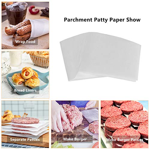 Katbite Hamburger Patty Paper 1000Pcs, 5.5"x5.5" Non Stick Parchment Paper Squares Sheets for Patty Seperate, Burger Press, Ground Beef, Freezing or Candy Wrappers, Use for Oven, Microwave or Freezer - size: 5.5"x5.5"-1000