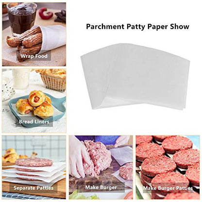 Katbite Hamburger Patty Paper 1000Pcs, 5.5"x5.5" Non Stick Parchment Paper Squares Sheets for Patty Seperate, Burger Press, Ground Beef, Freezing or Candy Wrappers, Use for Oven, Microwave or Freezer - size: 5.5"x5.5"-1000