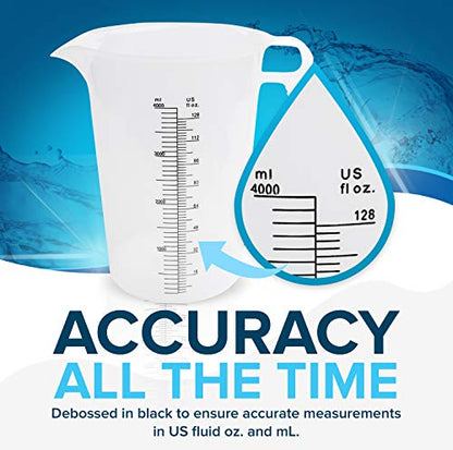 ACCUPOUR 8oz (250 mL) Measuring Pitcher, Plastic, Multipurpose - Great for Chemicals, Oil, Pool and Lawn - Ounce (oz) and Milliliter (mL) Increments (1 cup) - size: 8oz