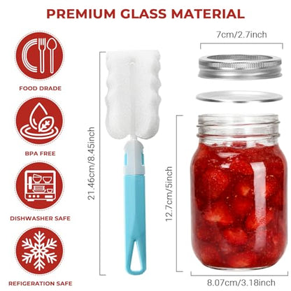 Glass Mason Jars 16 oz with Divided Lids ，15 Pack | Regular Mouth Canning Jars,Clear Glass Jars for Food Storage, Canning, Pickling, Dry Goods, Snacks, Candies, and DIY Projects - color: 16oz-15pack