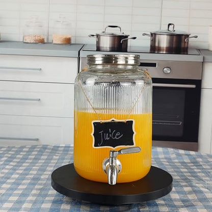 1-Gallon (3.8L) Glass Beverage Drink Dispenser with Stainless Steel Spigot and Lid, Glass Drink Jar Brew Kombucha,Mason jar Container for Water Juice Sun tea Dispenser at Party Fridge,Clear