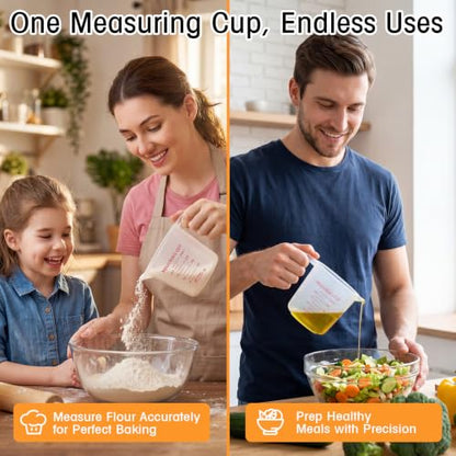 Fabbay 24 Pcs 1 Cup Capacity Plastic Measuring Cup 8 Oz Clear Graduated Measurement Cups with Spout and Handles Ounce and ml Marking for Recipe Ingredient Flour Liquid Baking Cooking Mixing(Red) - color: Red, size: 8 oz