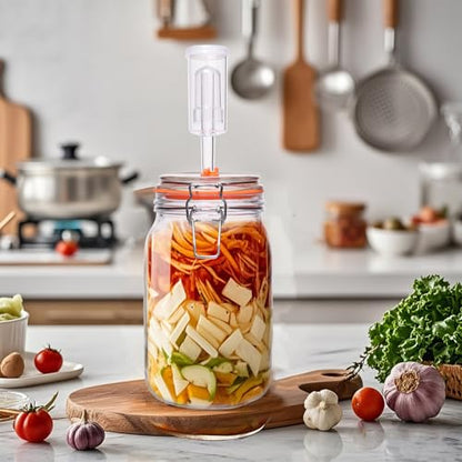 Fermentation Kit,1.5 Liter Fermentation Jar with Fermenting Weights and Airlocks,Large Pickle Jar for Sauerkraut,Pickling
