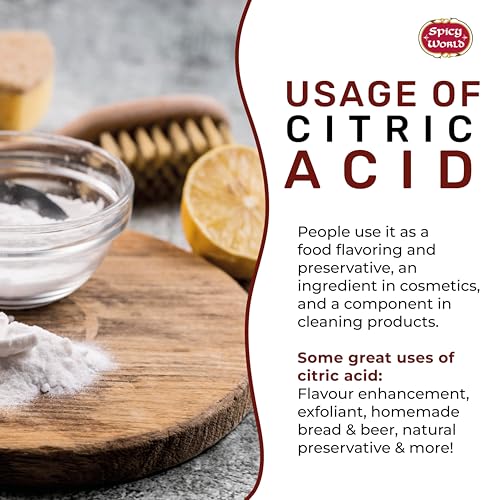 Citric Acid 2.2 LB Jar - Pure, All Natural, Food Grade, Non-GMO Citric Acid Powder for Cleaning, Bath Bombs, Preserving | Fine Granular & Premium Quality by Spicy World