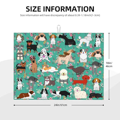 Dog Dish Drying Mat For Kitchen Microfiber Drying Mats Absorbent Reversible Dish Pad Draining Mats For Countertop Coffee Mats 18x24 Inch - color: Dog