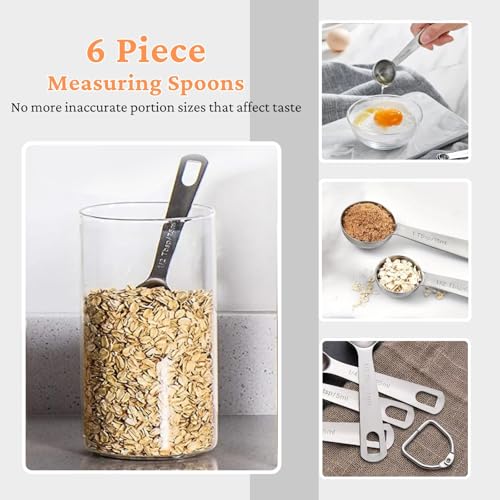 18PCS Measuring Cups and Spoons Set, Include 7 Nesting Measuring Cups, 6 Measuring Spoons and 5 Mini Spoons, Stainless Steel Metal Measuring Set, Kitchen Gadgets for Cooking & Baking - size: 18PCS Set