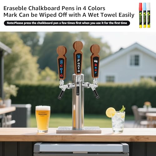 3PCS Wooden Beer Tap Handle Chalkboard Tap Handles for Kegerator Tap Handle Beer Faucet Handle Beer Gifts for Homebrewers, Bars, Restaurants & Weddings Kegerator Accessories - size: 3PCS Ebony Handle
