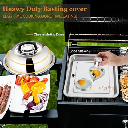 35PCS Griddle Accessories Kit, Leonyo Flat Top Grill Accessories, Grill Tools with Griddle Spatulas, Smash Burger Press, Basting Cover, Scraper for Outdoor BBQ Teppanyaki Hibachi Cooking - style: Round Bacon Press