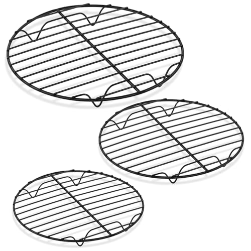 P&P CHEF Round Cooking Rack, Cooling Rack for Steamer, 7.5+9+10.5”, Black | 3 Pack Stainless Steel Baking Rack for Grilling Roasting, Fits Air Fryer, Canning Pot, Oven & Dishwasher Safe, Non-toxic - color: Black, size: 10.5 + 9 +7.5 Inch