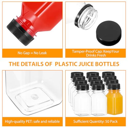Gerrii 75 Pcs 4 oz Plastic Juice Bottles with Lid Small Reusable Clear Bottles with Caps Containers Bulk, Freezer Safe, Leakproof for Milk Smoothies Drinking Fridge (Black) - color: Black
