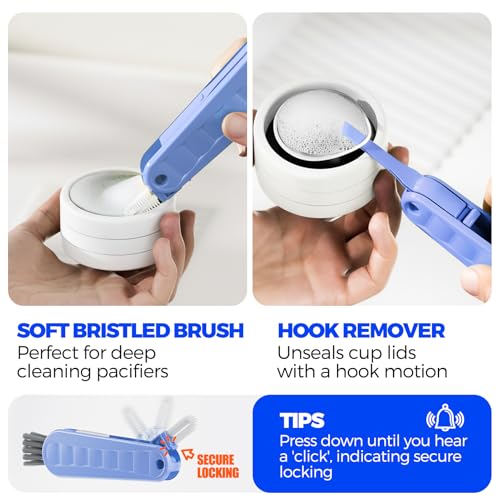 6 Pack Holikme 4 in 1 Cup Lid Cleaning Brush Set with 3 Straws, Multifunctional Bottle Brush, Silicone Cup Lid Gap Cleaner, Bristle Crevice Cleaning Brush, Blue & Yellow & Red - color: Blue & Yellow & Red