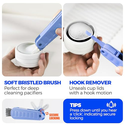 6 Pack Holikme 4 in 1 Cup Lid Cleaning Brush Set with 3 Straws, Multifunctional Bottle Brush, Silicone Cup Lid Gap Cleaner, Bristle Crevice Cleaning Brush, Blue & Yellow & Red - color: Blue & Yellow & Red