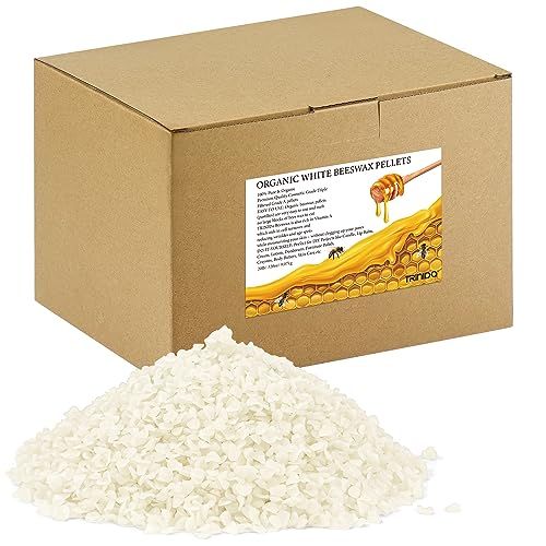TRINIDa White Beeswax Pellets 20lb, Organic Bees Wax for DIY Candles, Beeswax for Candle Making, Skin, Body, Face, and Hair Care, Lotions, DIY Creams, Lip Balm and Soap Making Supplies - color: white 20lb