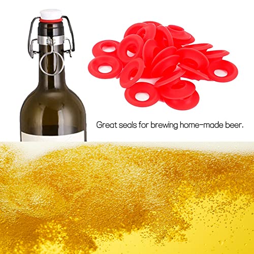 Bottle Gasket Replacement,Bottle Replacement,Silicone Gasket, 25Pcs Silicone Rubber Gaskets Washer, Red Silicone Gaskets for Swing Flip Top Bottle Home Brew Beer Bottle Seals
