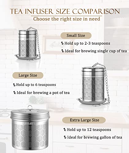 Tea Infuser (1 Pack), Extra Fine Mesh Loose Leaf Tea Steeper with Diamond Pattern & Extended Long Chain, 18/8 Stainless Steel Tea Ball Strainer for Brewing All Kinds of Tea - color: 1 Pack, size: Small-Diamond