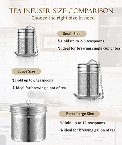 Tea Infuser (1 Pack), Extra Fine Mesh Loose Leaf Tea Steeper with Diamond Pattern & Extended Long Chain, 18/8 Stainless Steel Tea Ball Strainer for Brewing All Kinds of Tea - color: 1 Pack, size: Small-Diamond
