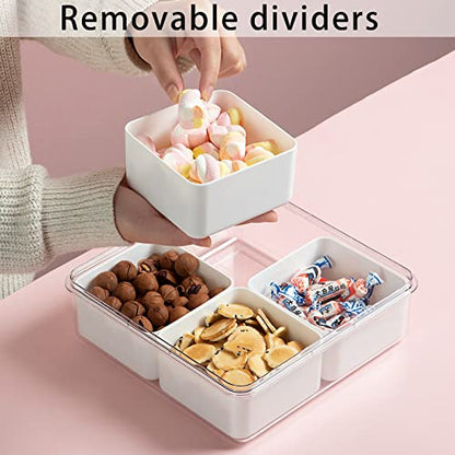 3Pack Snackle Box Divided Veggie Serving Tray with Lid Salad Keeper with 4 Removable Boxes Stackable Refrigerator Organizer Bins Produce Saver for Meal Prep Fruit Vegetable Lunch Meat - size: 3 Pack