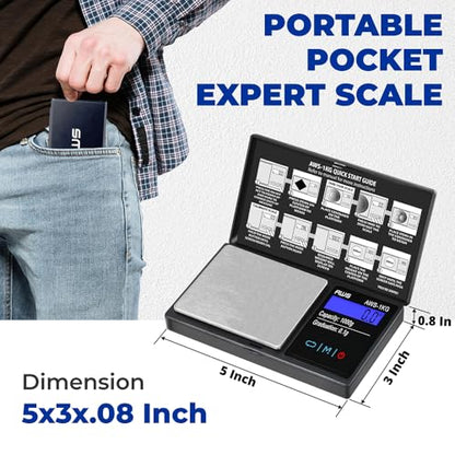 American Weigh Scales Series Digital Pocket Weight Scale 600g x 0.1g |Digital Gram Scale Small Scale Mini Food Scale Jewelry Scale Ounces/Grains Scale, Easy to Carry (Black, 1000g x 0.1g) - color: Black, size: 1000G x 0.1G